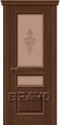 Дверь шпонированная серии Элит Вена в цвете Т-32 (Виски) остекленная