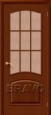 Дверь шпонированная Капри-3 в цвете Д-32 (Темный Орех) остекленная
