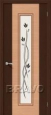 Дверь шпонированная Этюд в цвете Ф-27 (Венге)/Ф-01 (Дуб) остекленная