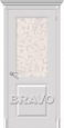 Дверь с отделкой эмалью Блюз в цвете К-23 (Белый) остекленная (художественное стекло)