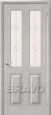 Дверь из массива М15 в цвете Т-07 (Белый Воск) остекленная