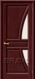 Дверь из массива Моне в цвете Т-27 (Махагон) остекленная