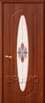 Дверь ПВХ Орбита в цвете П-11 (ИталОрех) остекленная