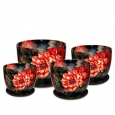 Горшки для цветов керамические в комплекте «Барилка» Пионы на черном