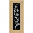 Дверь ДО Люкс 2 (черное)  с рисунком Сакура
