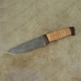 Охотничий нож Н1 из нержавеющего дамаска, береста наборная, текстолит