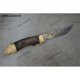 Нож подарочный Н27 из дамаска, литье «Волк в золоте»