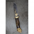 Нож подарочный Н6 из дамаска, литье «Медведь» в золоте