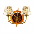 Бра E14 2*40W 220V ROTAR 2769/2W ODL15 337 бронзов/дерево/абажур ткань
