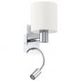 Светодиодное бра HALVA, 1X40W;1X2,4W ((E27);LED), сталь, хром/текстиль, белый