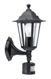 Уличный светильник настенный LATERNA 4 с датч. движения, 1х60W (E27), H425, алюминий, черный/стекло