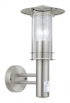 Уличный светильник настенный LISIO  с датч. движения, 1х60W (E27), нерж. сталь/стекло