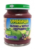 130 пюре Ф "Умница" яблоко-черная смородина с сахаром, 130гр., с 5 мес.