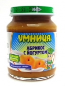 130 пюре ФЙ "Умница" абрикосовое с йогуртом, без сахара, 130гр., с 6 мес.