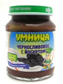 130 пюре ФЙ "Умница" черносливовое с йогуртом, без сахара, 130гр., с 6 мес.