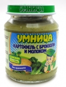 130 пюре О "Умница" из картофеля с брокколи и молоком, 130гр., с 6 мес.