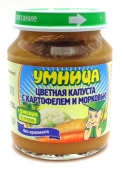 130 пюре О "Умница" из цветной капусты с картофелем и морковью, 130гр., с 5 мес.