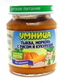 130 пюре О "Умница" из тыквы с морковью, рисом и кукурузой, 130гр., с 5 мес.