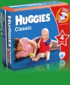 Подгузники Huggies Classic - Макси -   4 ( 7 - 16 ) кг ( 68 шт )