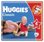 Подгузники Huggies Classic - Макси - 4 ( 7 - 18 ) кг ( 26 шт ) эконом