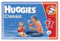 Подгузники Huggies Classic - Миди - 3 ( 4 - 9 ) кг ( 31 шт ) эконом