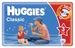 Подгузники Huggies Classic - Миди - 3 ( 4 - 9 ) кг ( 54 шт )