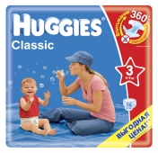 Подгузники Huggies Classic - Миди - 3 ( 4 - 9 ) кг ( 74 шт ) Мега 9400681