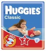 Подгузники Huggies Classic - Мини - 2 ( 3 - 6 ) кг ( 17 шт ) 9400621