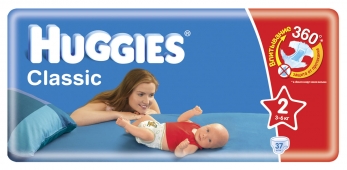 Подгузники Huggies Classic - Мини - 2 ( 3 - 6 ) кг ( 37 шт )