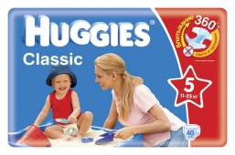 Подгузники Huggies Classic - Юниор - 5 ( 11 - 25 ) кг ( 40 шт )