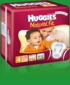 Подгузники HUGGIES - Natural Fit - 3 ( 4 - 9 ) кг. ( 56 шт )