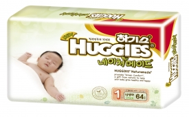 Подгузники HUGGIES - Naturemade - 1 для новорожденных ( 0 - 4,5 ) кг. ( 64 шт )