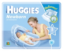 Подгузники HUGGIES - Newborn - 1 ( 2 - 5 ) кг, ( 28 шт )