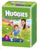 Подгузники HUGGIES - Ultra Comfort - Макси - 4 ( 8 - 14 ) кг 19 шт.