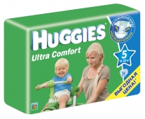 Подгузники HUGGIES - Ultra Comfort - Юниор - 5 ( 12 - 22 ) кг ( 74 шт )