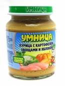 пюре М Умница курица с картофелем, овощами и яблоком 6+ 130 г