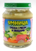 пюре Р Умница треска с рисом и овощами 8+ 130 г