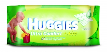 Салфетки HUGGIES Ultra comfort детские с алоэ вера (64 шт)