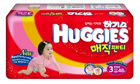 Трусики Huggies Magic - для девочек - 3 ( 8 - 11 ) кг ( 48 шт ) Японский дизайн