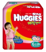 Трусики Huggies Magic - для девочек - 6 ( 17+ )  кг ( 28 шт ) Японский дизайн