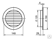 Решетка вентиляц.МВ-125 БВС