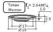 Пьезоэлемент для ингалятора Туман (d19х0,8 2,64 МГц). Челябинск