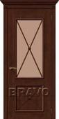 Дверь шпонированная серии Элит Луи II в цвете Д-19 (Бренди) остекленная. Челябинск