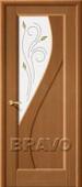 Дверь шпонированная Сандро в цвете Ф-11 (Орех) остекленная. Челябинск