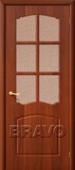 Дверь ПВХ Альфа в цвете П-11 (ИталОрех) остекленная. Челябинск