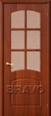 Дверь ПВХ Кэролл в цвете П-11 (ИталОрех) остекленная. Челябинск
