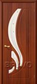 Дверь ПВХ Лотос в цвете П-11 (ИталОрех) остекленная. Челябинск