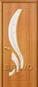Дверь ПВХ Лотос в цвете П-12 (МиланОрех) остекленная. Челябинск