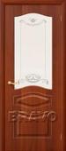 Дверь ПВХ Модена в цвете П-11 (ИталОрех) остекленная. Челябинск