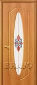Дверь ПВХ Орбита в цвете П-12 (МиланОрех) остекленная. Челябинск